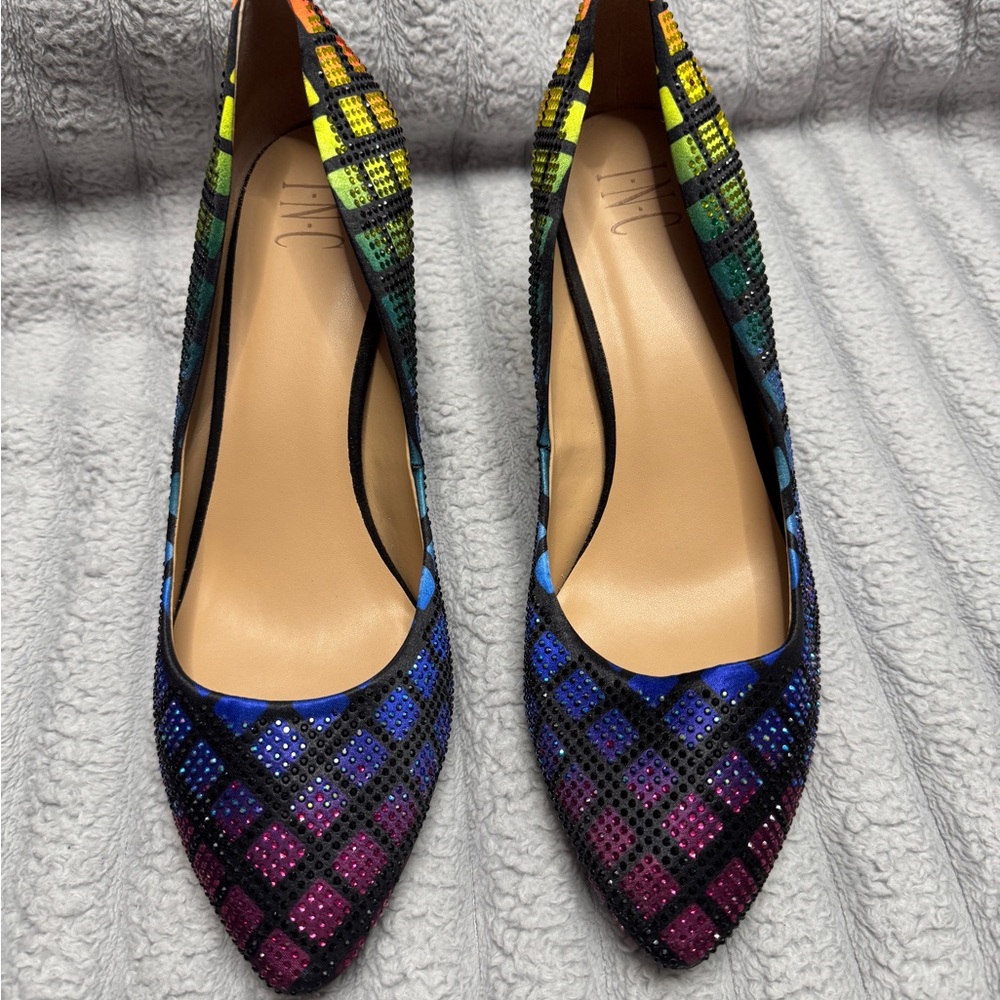 INC International Concepts Colorful Plaid Heels